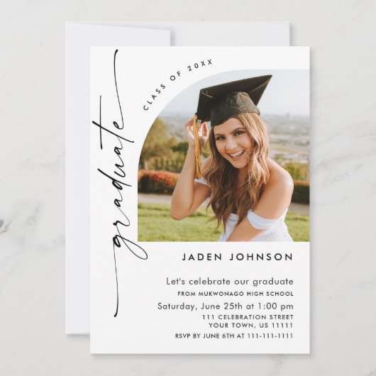 ミニマモダンリストグラード2写真卒業パーティーQR 招待状 (正面)