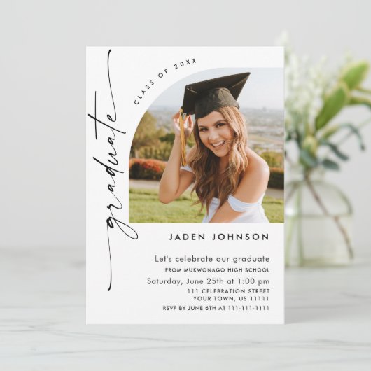 ミニマモダンリストグラード2写真卒業パーティーQR 招待状 (スタンド正面)