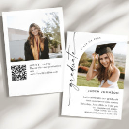 ミニマモダンリストグラード2写真卒業パーティーQR 招待状