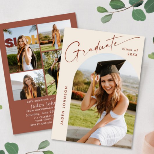 ミニマモダンリストグラード5写真卒業パーティー 招待状