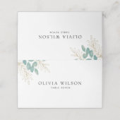 ミニマモダンリストグリーン金ゴールドリーフ結婚ズ プレイスカード (外部開封)