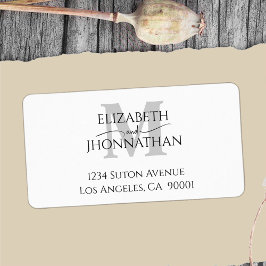 ミニマモダンリストグレイ・モノグラム結婚ズ ラベル