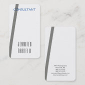 ミニマモダンリストグレーホワイトブループレーンシンプル 名刺 (正面/裏面)