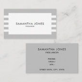 ミニマモダンリストグレー白いストライプフリーランサー 名刺 (正面/裏面)