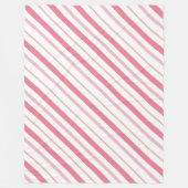 ミニマモダンリストコージーデコール赤面ピンクストライプの フリースブランケット (正面)