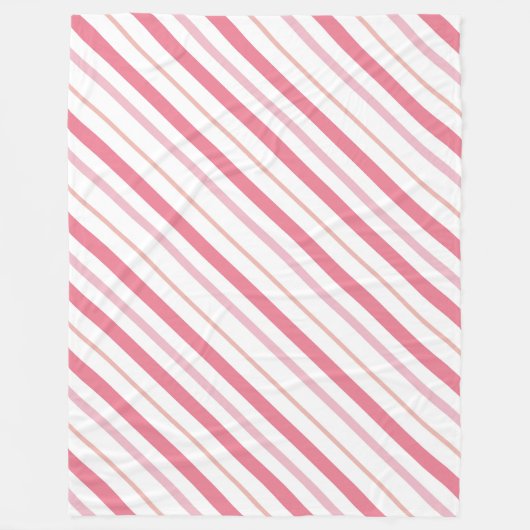 ミニマモダンリストコージーデコール赤面ピンクストライプの フリースブランケット (正面)