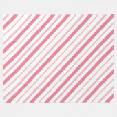 ミニマモダンリストコージーデコール赤面ピンクストライプの フリースブランケット (正面(横))