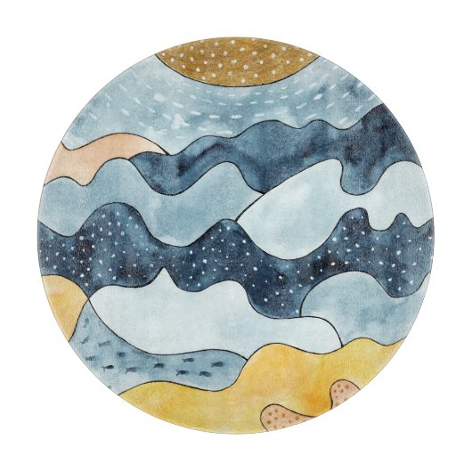 ミニマモダンリストゴールデンサンイラストレーション カッティングボード (正面)