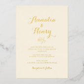 ミニマモダンリストゴールデンバララインア結婚ート 箔招待状 (正面)