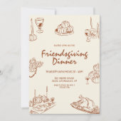 ミニマモダンリストサンクスギビングディナー招待状 招待状 (正面)