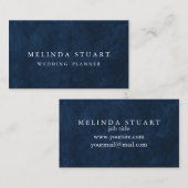 ミニマモダンリストシックなネイビーブルービジネスカード 名刺 (正面/裏面)
