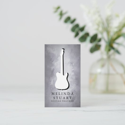 ミニマモダンリストシックミュージシャンギター先生バス 名刺 (スタンド正面)
