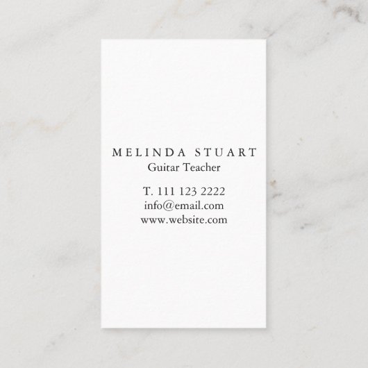 ミニマモダンリストシックミュージシャンギター先生バス 名刺 (裏面)