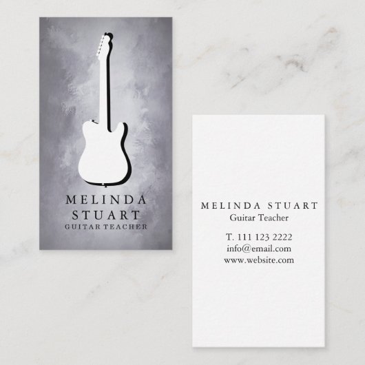 ミニマモダンリストシックミュージシャンギター先生バス 名刺 (正面/裏面)