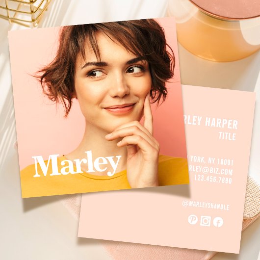 ミニマモダンリストシンプルおもしろいプロフェッショナル写真 スクエア名刺