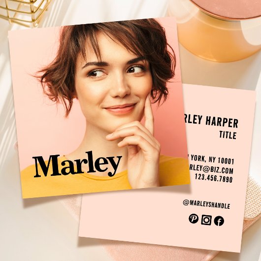 ミニマモダンリストシンプルおもしろいプロフェッショナル写真 スクエア名刺