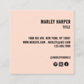 ミニマモダンリストシンプルおもしろいプロフェッショナル写真 スクエア名刺 (裏面)