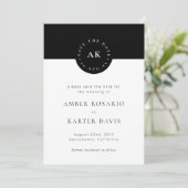 ミニマモダンリストシンプルのカラーブロックブラック&ホワイト セーブザデート (スタンド正面)