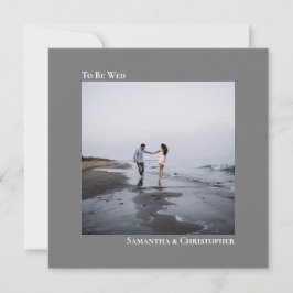 ミニマモダンリストシンプルのグレーの正方形の写真結婚の 招待状