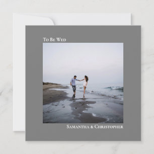 ミニマモダンリストシンプルのグレーの正方形の写真結婚の 招待状