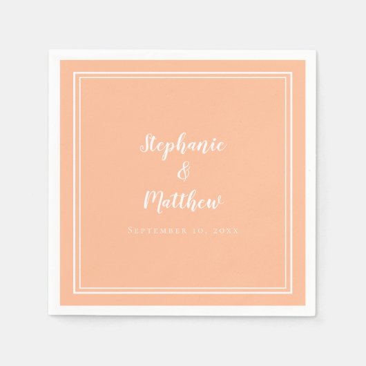 ミニマモダンリストシンプルのピーチ結婚ズカクテル スタンダードカクテルナプキン (正面)
