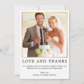 ミニマモダンリストシンプルのラヴ感謝してい写真金ゴールド サンキューカード (正面)