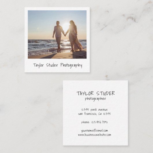 ミニマモダンリストシンプルの写真撮影 スクエア名刺 (正面/裏面)