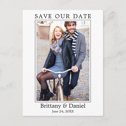 ミニマモダンリストシンプルの写真救Our Date ポストカード (正面)