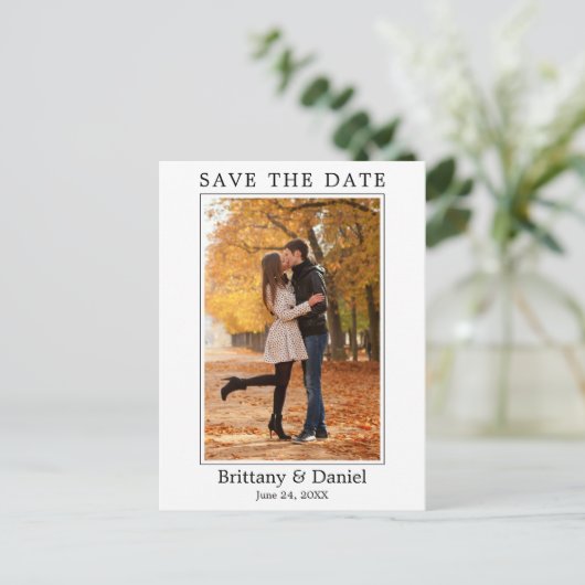 ミニマモダンリストシンプルの写真日付の保存 ポストカード (スタンド正面)