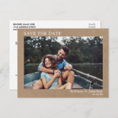 ミニマモダンリストシンプルの写真Kraft日付を保存 ポストカード (正面/裏面)