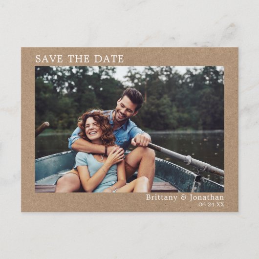 ミニマモダンリストシンプルの写真Kraft日付を保存 ポストカード (正面)