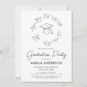 ミニマモダンリストシンプルの卒業党 招待状 (正面)