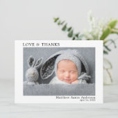 ミニマモダンリストシンプルの愛と感謝していベビー サンキューカード (スタンド正面)