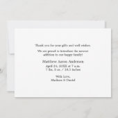 ミニマモダンリストシンプルの愛と感謝していベビー サンキューカード (裏面)