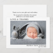 ミニマモダンリストシンプルの愛と感謝していベビー サンキューカード (正面/裏面)