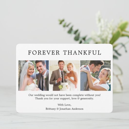 ミニマモダンリストシンプルの永遠に感謝の3枚の写真 サンキューカード (スタンド正面)