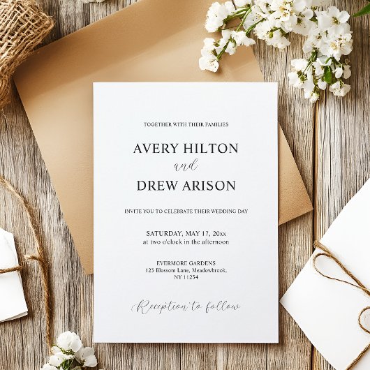 ミニマモダンリストシンプルの白黒 招待状