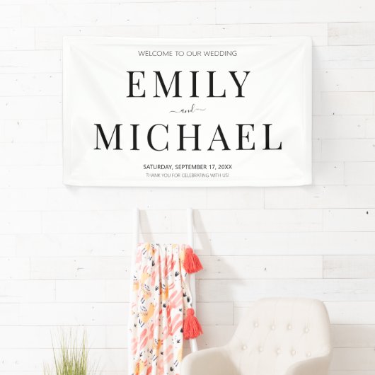 ミニマモダンリストシンプルの結婚歓迎バナー 横断幕 (インサイチュ)