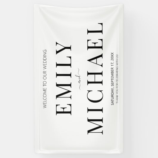 ミニマモダンリストシンプルの結婚歓迎バナー 横断幕 (縦)