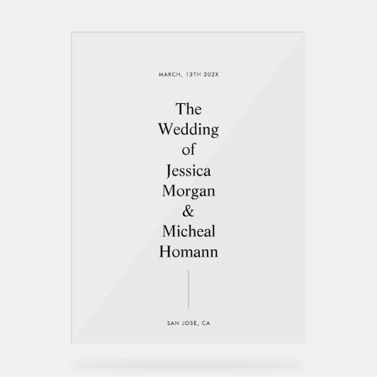 ミニマモダンリストシンプルの結婚歓迎 アクリルサイン (正面)