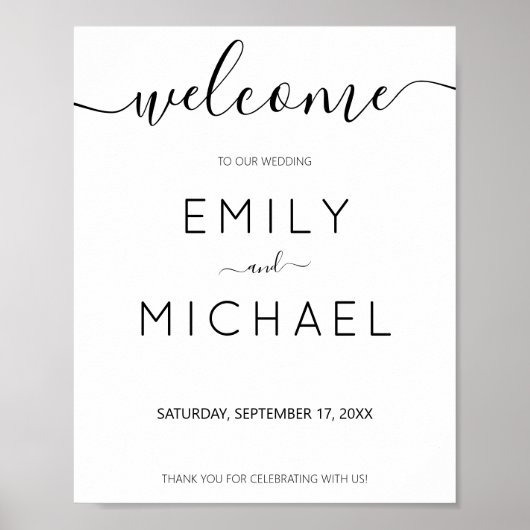 ミニマモダンリストシンプルの結婚歓迎 ポスター (正面)