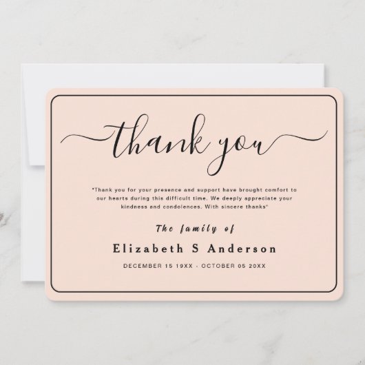 ミニマモダンリストシンプルの葬儀ありがとう カード (正面)