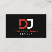ミニマモダンリストシンプルのBlackとRed クール DJ 名刺 (正面)