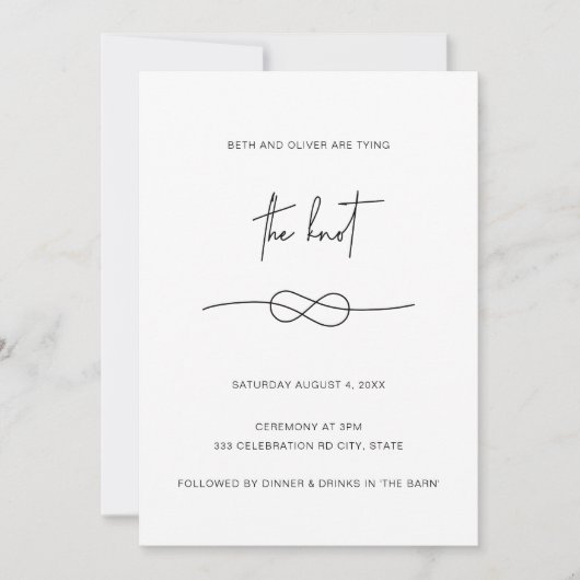 ミニマモダンリストシンプルのKnotフォト招待状 セーブザデート (正面)
