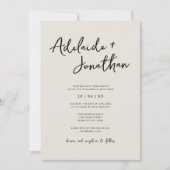 ミニマモダンリストシンプルアイボリー結婚式招待状 招待状 (正面)