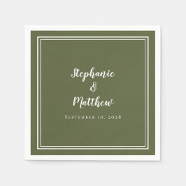 ミニマモダンリストシンプルオリーブグリーン結婚ズ スタンダードカクテルナプキン