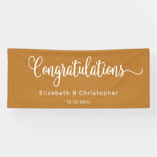 ミニマモダンリストシンプルオレンジおめでとう 横断幕 (横)