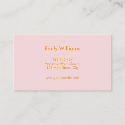 ミニマモダンリストシンプルオレンジピンクスクエア 名刺 (裏面)