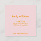 ミニマモダンリストシンプルオレンジピンク スクエア名刺 (裏面)