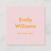 ミニマモダンリストシンプルオレンジピンク スクエア名刺 (正面)